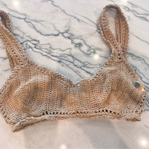 Free People X She Made Me Essential Crochet Crop Bikini Top Medium - Picture 2 of 6
